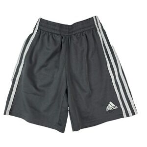 Adidas Youth Size Medium 10/12 Gray Athletic Striped‎ Shorts